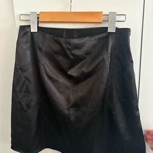 BLACK SATIN SKIRT